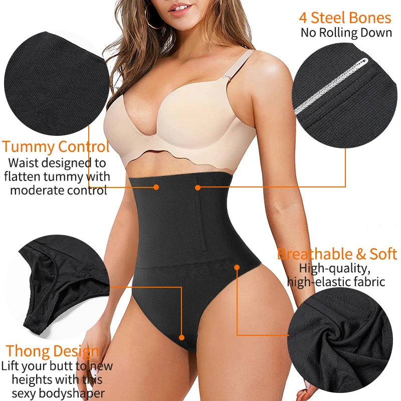 MISSMOLY Womens Shapewear Tummy Control Thong plus Size Shapewear Girdle High Waisted Body Shaper Slimming Compression Underwear