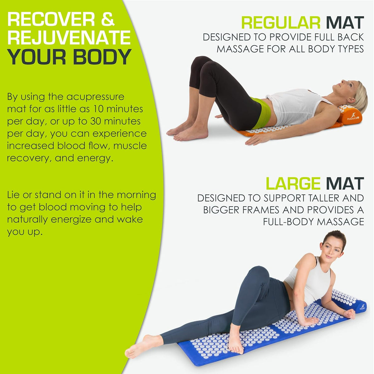 fit Acupressure Mat and Pillow Set for Back/Neck Pain Relief and Muscle Relaxation, Orange