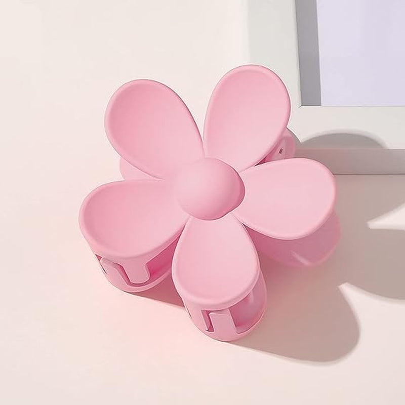 Pink Flower Hair Clip, Matte Flower-Shaped, Non-Slip, Strong Gripping Claws, Suitable for Girls with All Kinds of Hair, Small, 1 Count
