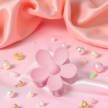Pink Flower Hair Clip, Matte Flower-Shaped, Non-Slip, Strong Gripping Claws, Suitable for Girls with All Kinds of Hair, Small, 1 Count
