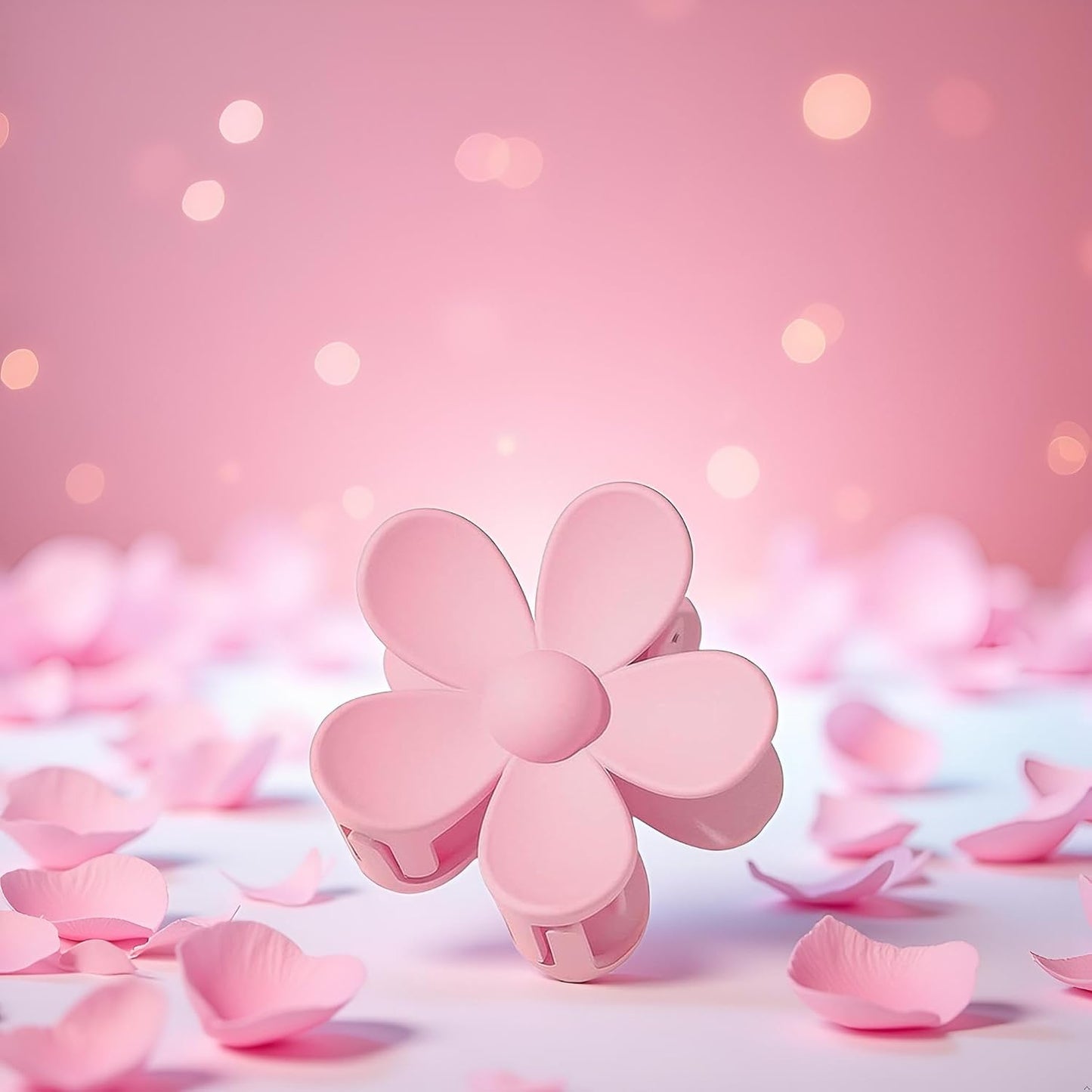 Pink Flower Hair Clip, Matte Flower-Shaped, Non-Slip, Strong Gripping Claws, Suitable for Girls with All Kinds of Hair, Small, 1 Count