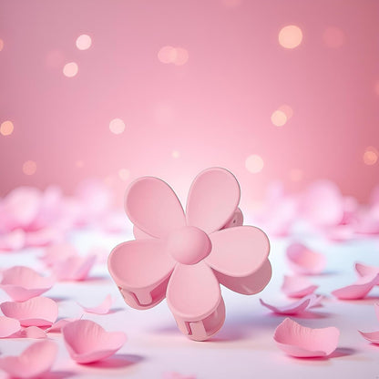 Pink Flower Hair Clip, Matte Flower-Shaped, Non-Slip, Strong Gripping Claws, Suitable for Girls with All Kinds of Hair, Small, 1 Count