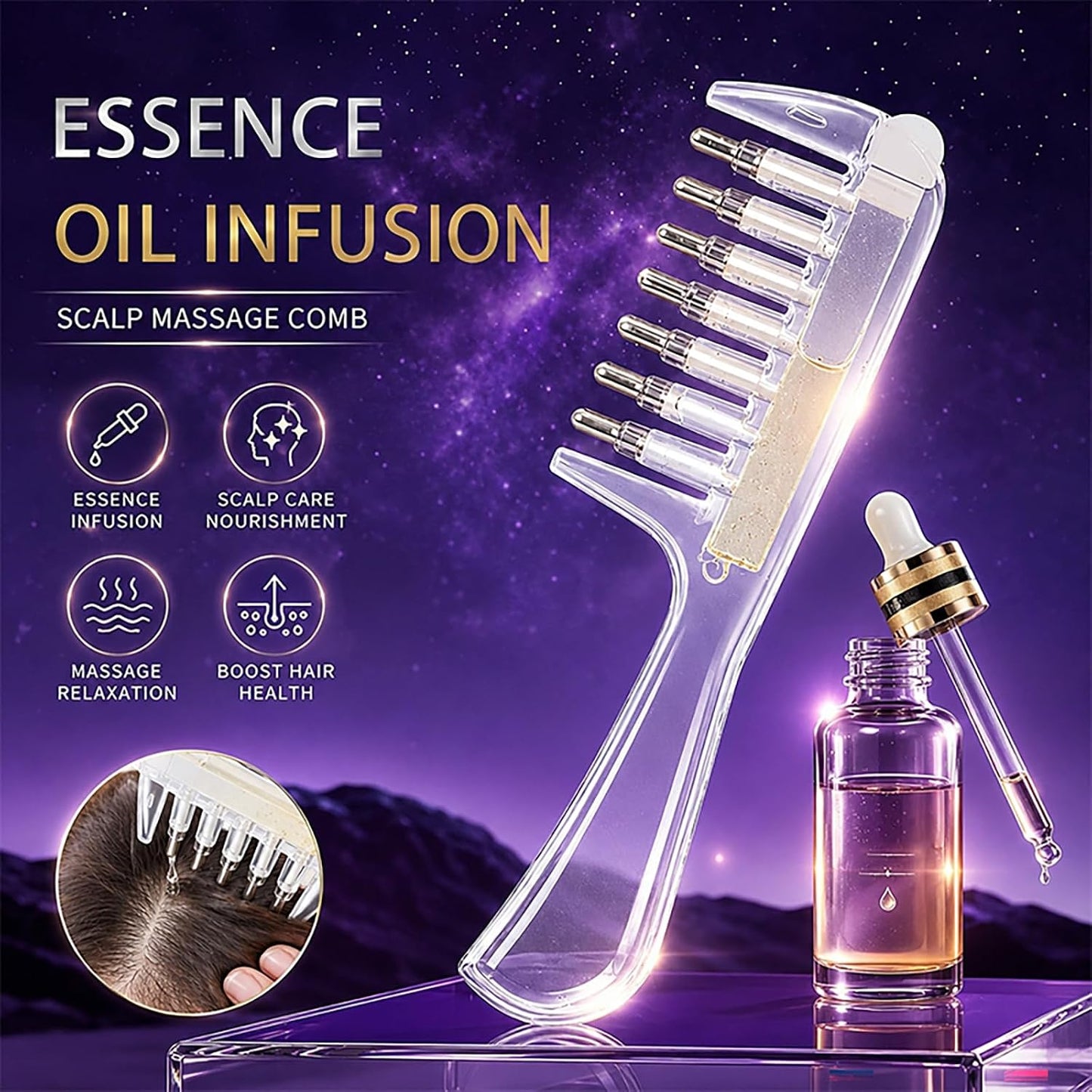 Scalp Essential Oil Comb, Hair Care Oil Oilapplicator, Minoxidil Applicator