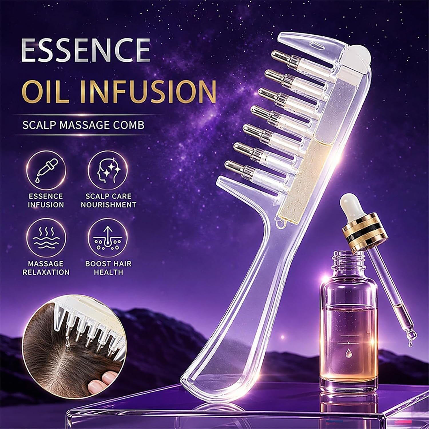 Scalp Essential Oil Comb, Hair Care Oil Oilapplicator, Minoxidil Applicator