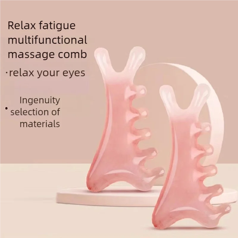 Head Massage Scalp Four-In-One Massage Comb Meridian Scalp Resin Scalp Massage Comb Head Unblocking Face Nose Massager Guasha