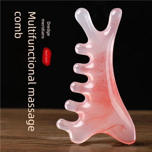 Head Massage Scalp Four-In-One Massage Comb Meridian Scalp Resin Scalp Massage Comb Head Unblocking Face Nose Massager Guasha
