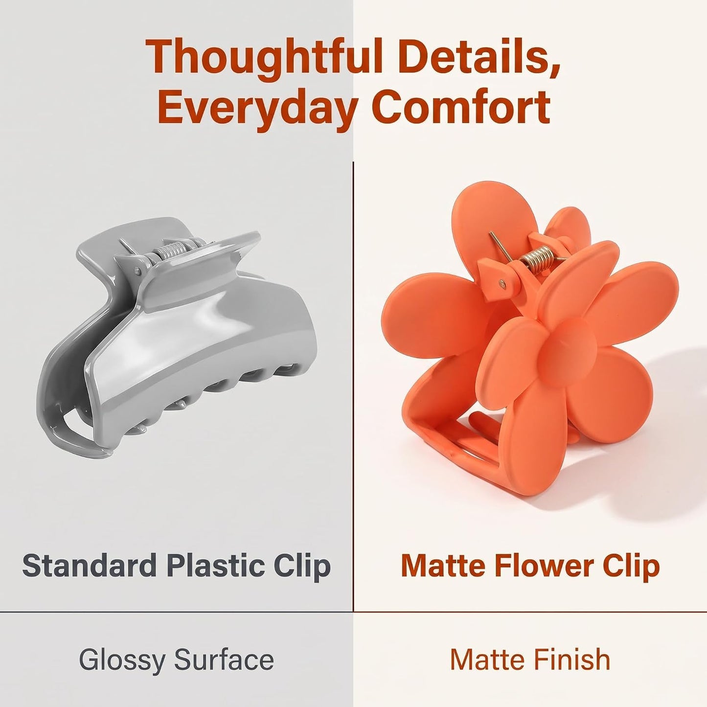 Pink Flower Hair Clip, Matte Flower-Shaped, Non-Slip, Strong Gripping Claws, Suitable for Girls with All Kinds of Hair, Small, 1 Count