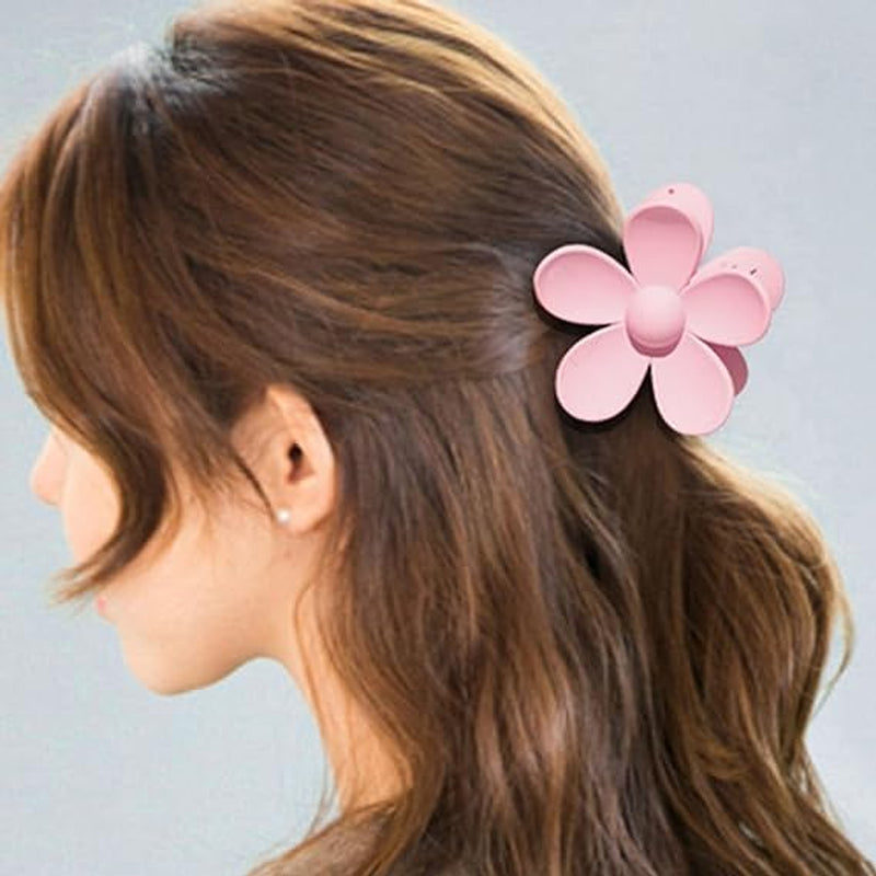 Pink Flower Hair Clip, Matte Flower-Shaped, Non-Slip, Strong Gripping Claws, Suitable for Girls with All Kinds of Hair, Small, 1 Count