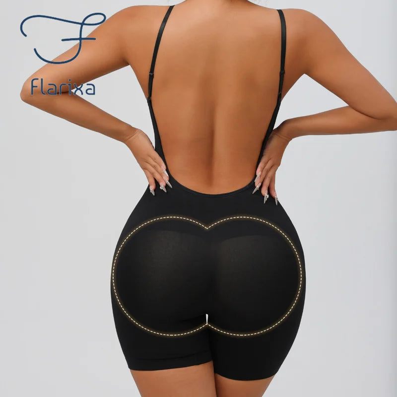 Women'S Low Back Seamless Bodysuit Tummy Control Hip Lifter Full Body Shaper Backless Shapewear Jumpsuit Slim Corset